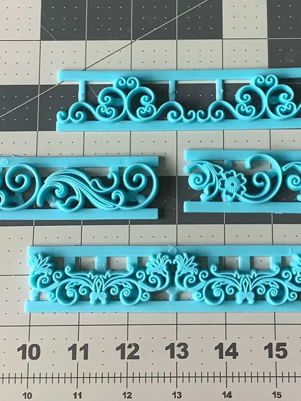 4-Pc Cake Decorating Lace Border Stencil Embossing Fondant Molds Blue